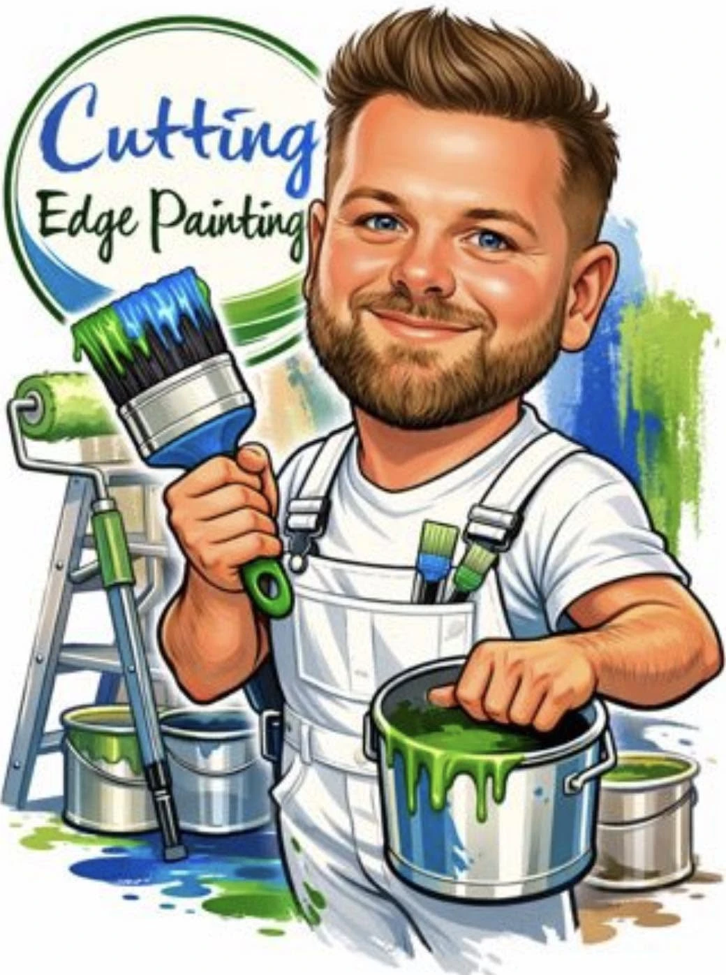 Original Cutting Edge Painting logo artwork, featuring an illustrated decorator holding a paintbrush